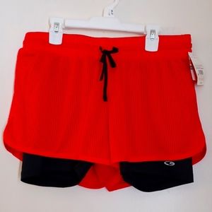 New C9 by Champion Medium red/black double layer run shorts